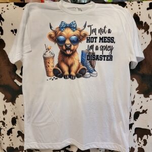 Spicy Disaster Highland Cow Tee Graphic Short Sleeve T-Shirt